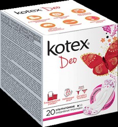 Прокладки женские ежедневные, Kotex (Котекс) №20 ультратонкие ДЕО